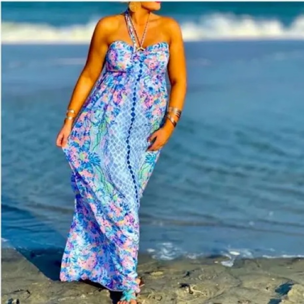 Lilly Pulitzer women’s hidden treasure engine maxi dress size 10